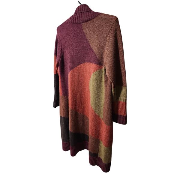 Chico's Stunning Color Blocked Biana Cardigan Sweater Duster Size 2 (18-20) Wool - Picture 6 of 8
